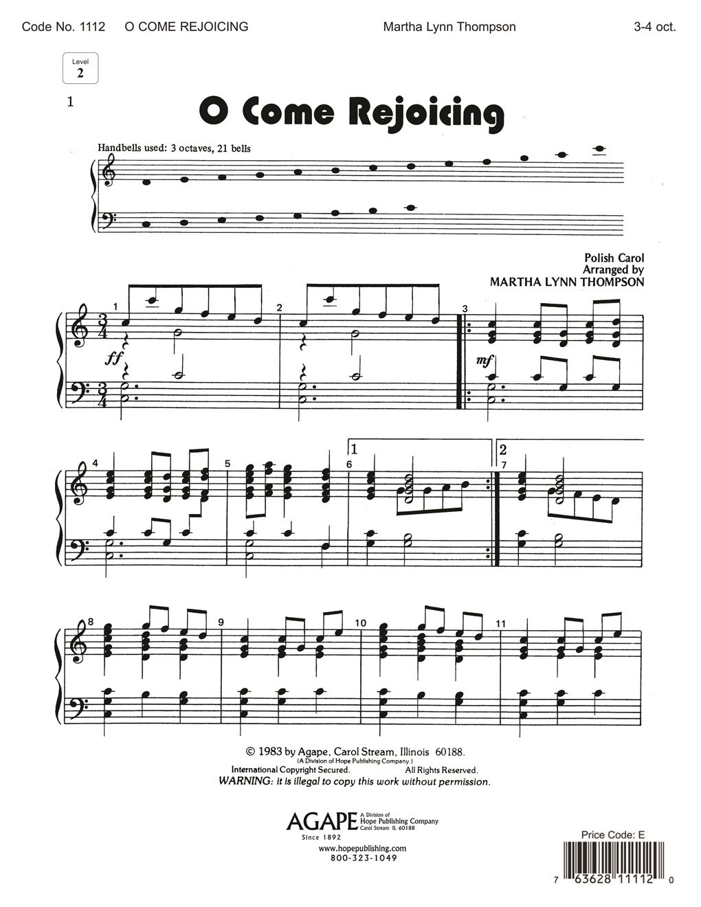 O Come Rejoicing - 3-4 Octave Cover Image